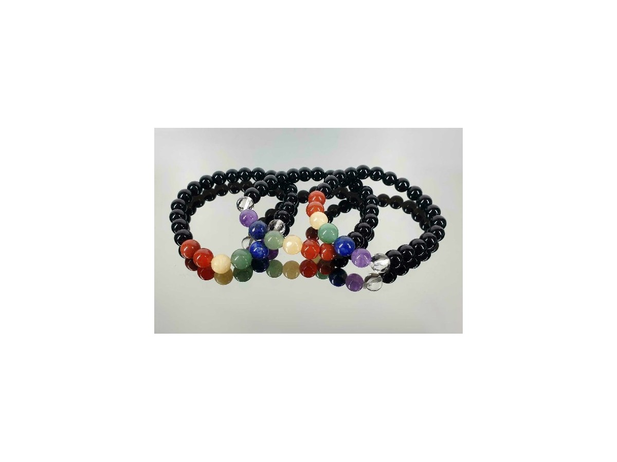 Comprar Pulsera Chacras Con Obsidiana Negra Online