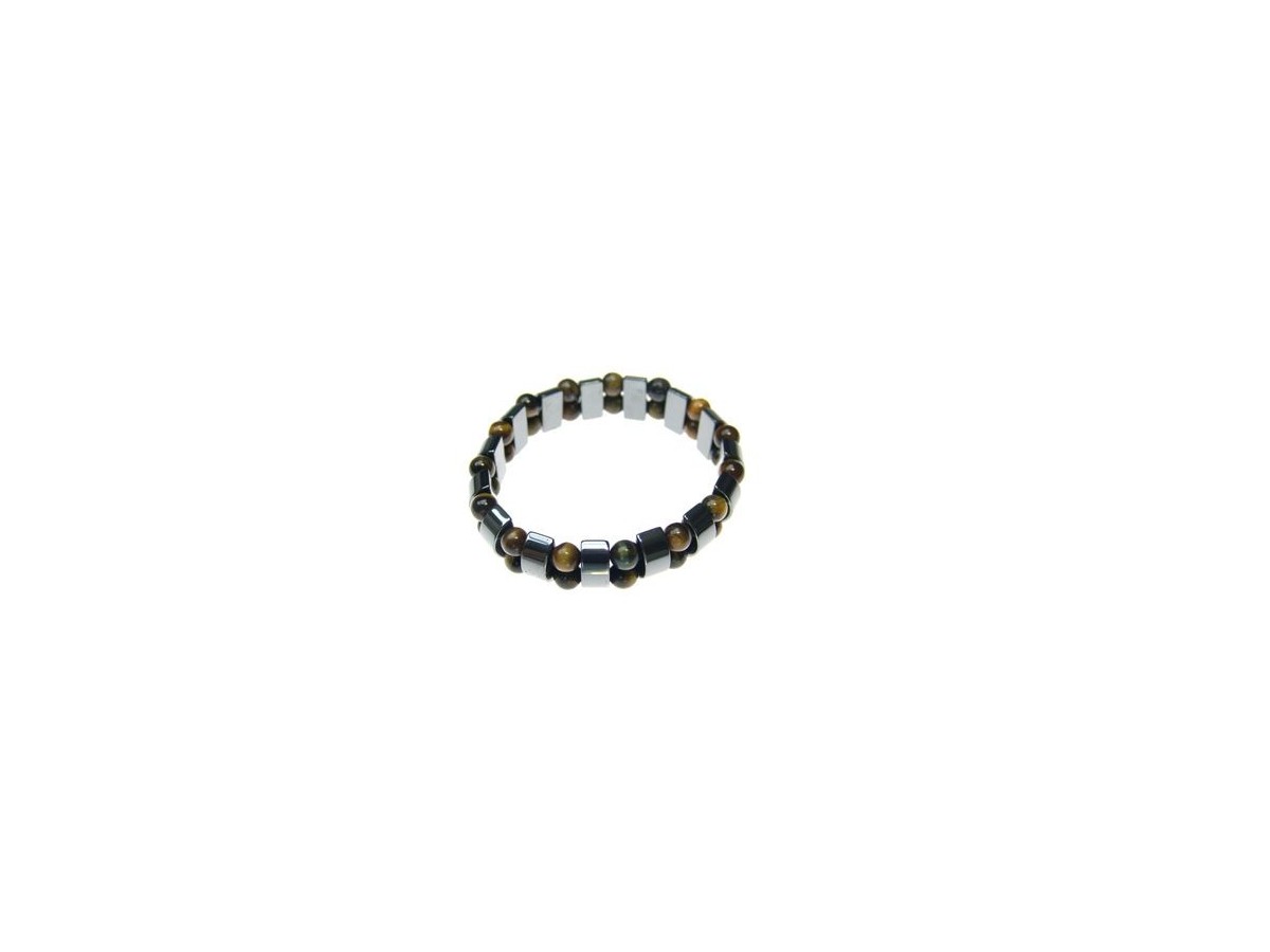 Pulsera Hematite Media Luna Bola Ojo De Tigre Ud