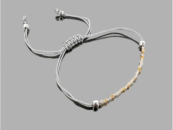 Pulsera facetada macrame cuarzo rutilo