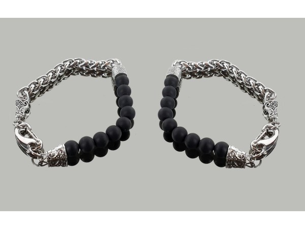 Pulsera acero hombre bola 8 mm lava