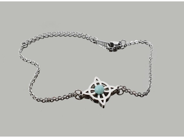 Pulsera acero nudo de brujas amazonita