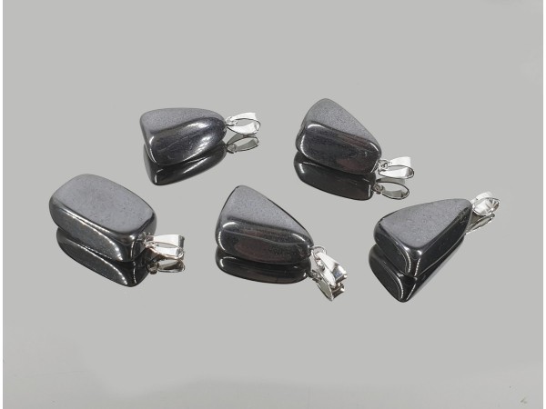 Colgante rodado hematite plata (5ud)