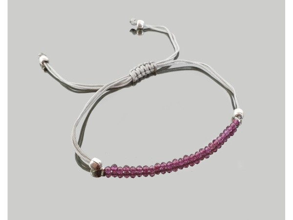 Pulsera facetada macrame 3mm granate rosa