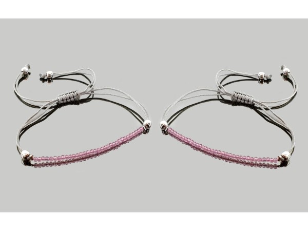 Pulsera facetada macrame 3mm topacio rosa