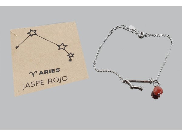 Tobillera constelacion Aries Jaspe Rojo