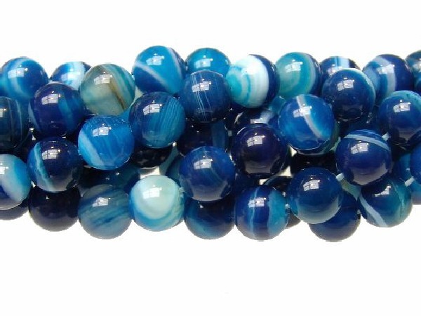 HILO BOLA AGATA BANDEADA  AZUL 8mm