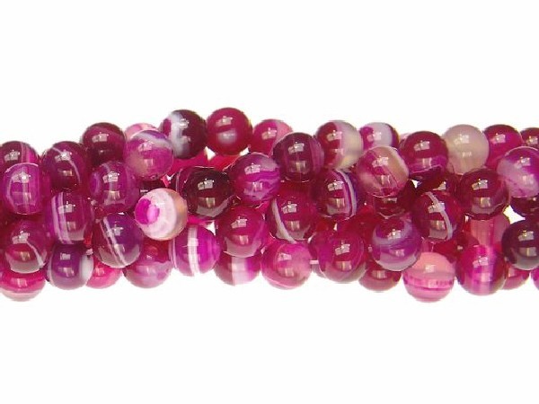 Hilo bola agata bandeada rosa 6mm