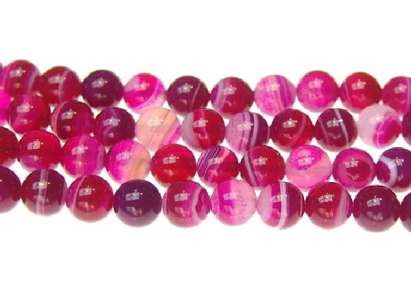 Hilo bola agata bandeada rosa 10mm