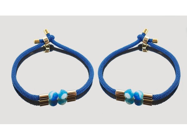 Pulsera paris doble bola agata azul facetada