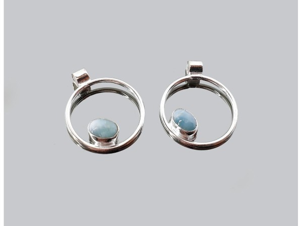 Colgante circulo cabujón larimar plata