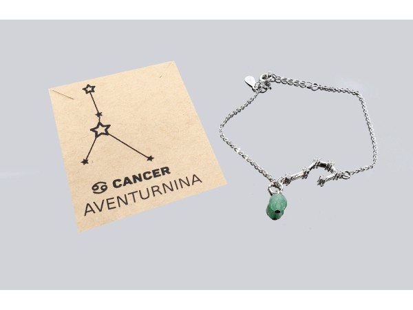 Pulsera constelación cancer cuarzo verde