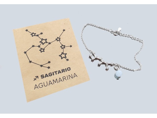 Pulsera constelacion Sagitario Aguamarina