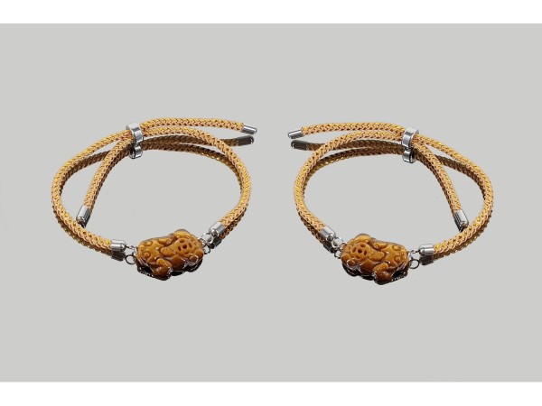 Pulsera cordón dorado dragón ojo tigre