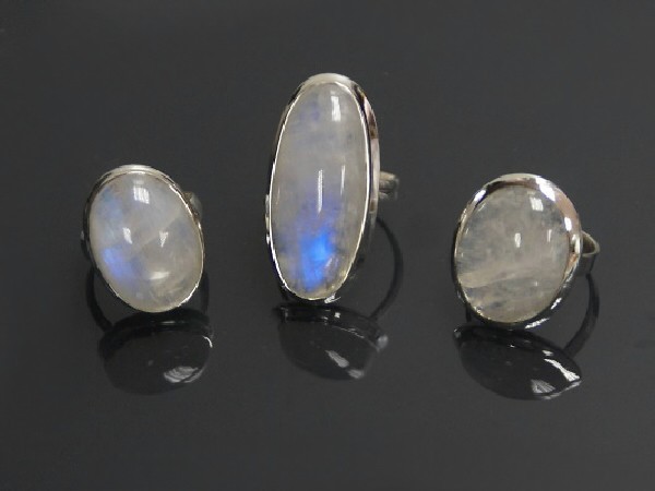 Anillo adaptable  piedra luna plata (1ud)