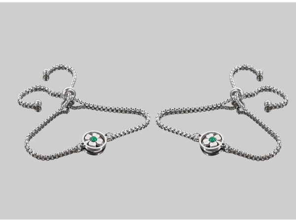 Pulsera acero trebol ágata verde