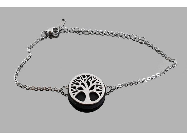 Pulsera acero de shungit arbol de la vida