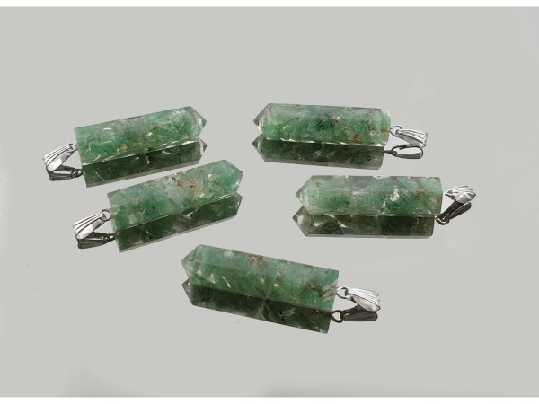 Colgante punta orgonite cuarzo verde (5ud)