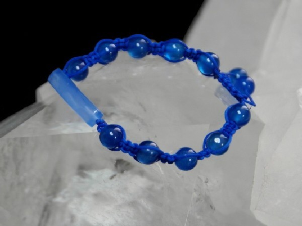 PULSERA SHAMBALA CENTRO AGATA AZUL -1ud-