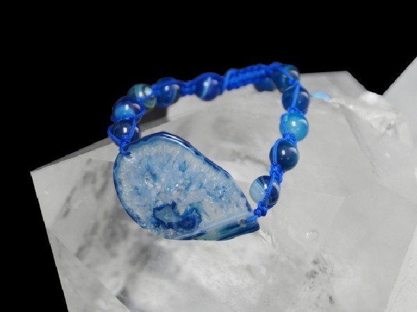 PULSERA SHAMBALA CENTRO ÁGATA AZUL -1ud-