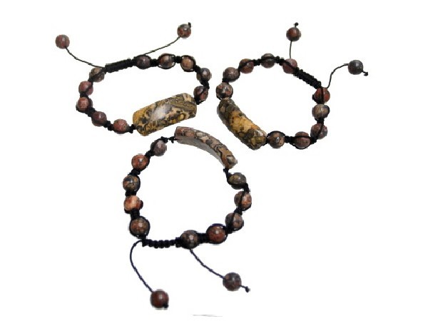 PULSERA SHAMBALA CENTRO JASPE LEOPARDO -1ud-