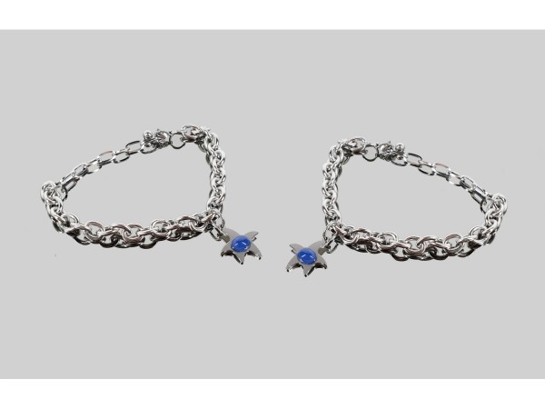 Pulsera acero charm estrella agata azul