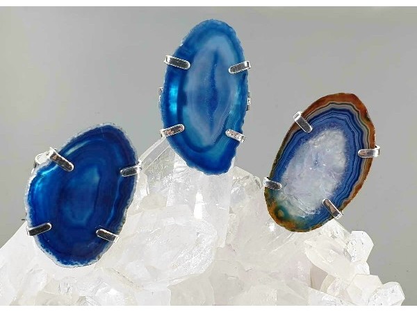 Anillo chapa agata azul (2ud)