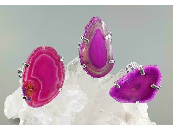 Anillo chapa agata rosa (2ud)