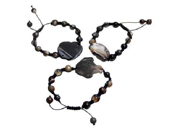 PULSERA SHAMBALA CENTRO ÁGATA NEGRA -1ud-