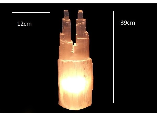 Lampara selenita catedral doble 39/42cm A+++
