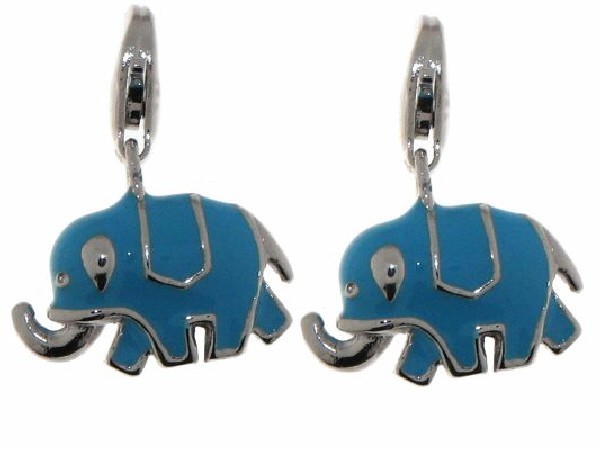 CHARM PLATA ELEFANTE AZUL ESMALTADO