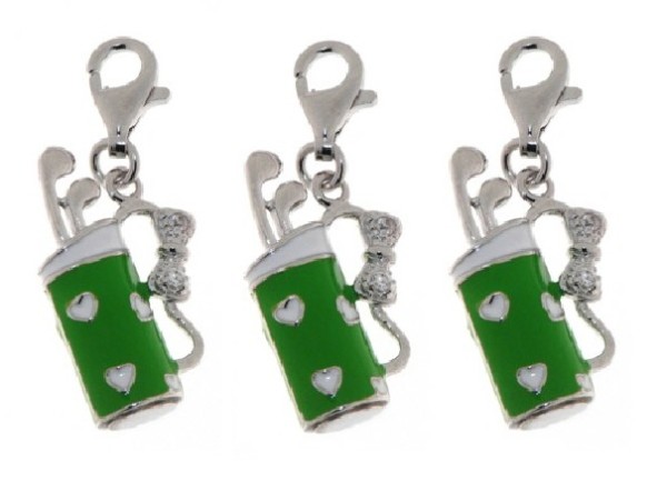 CHARM PLATA PALO DE GOLF VERDE ESMALTAD