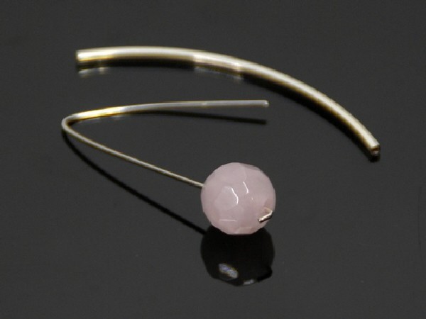 PENDIENTES LARGOS FACETADOS CUARZO ROSA PLATA-1ud-/ 62PVPF