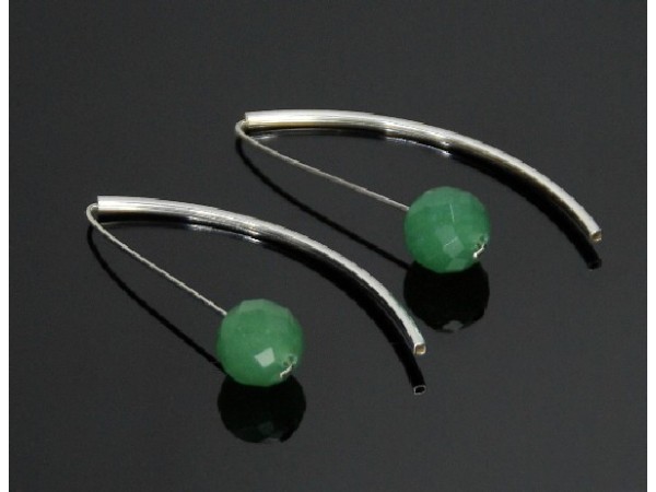 PENDIENTES LARGOS FACETADOS CUARZO VERDE PLATA