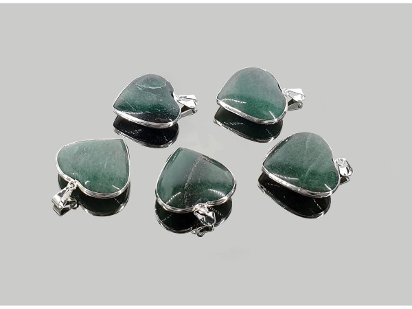 Colgante corazón cuarzo verde plata (2ud