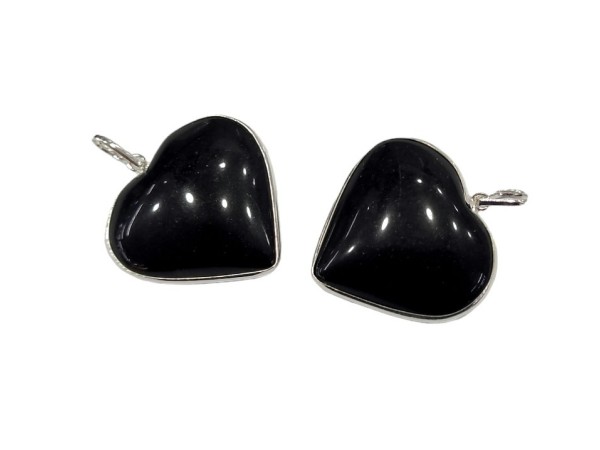 Colgante corazón obsidiana plata (2ud