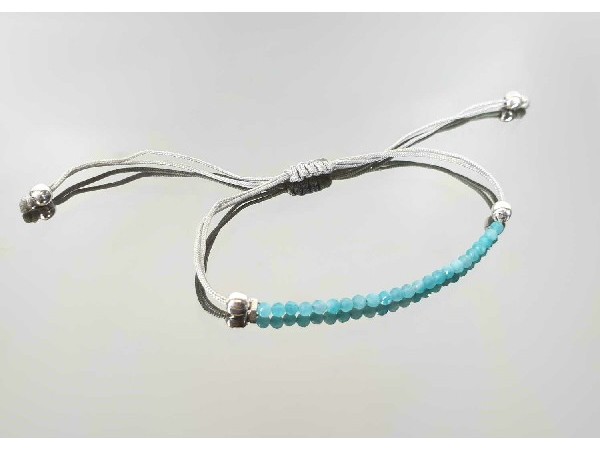 Pulsera facetada macrame amazonita