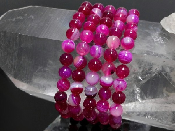 Pulsera bola 4mm ágata rosa