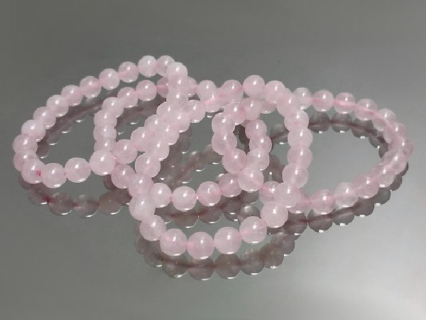 Pulsera bola 4mm cuarzo rosa