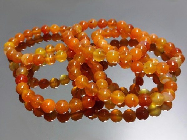 PULSERA BOLA 8mm ÁGATA NARANJA