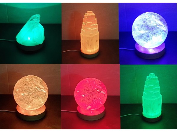 Base de luz led usb multicolor madera 10 cm con mando