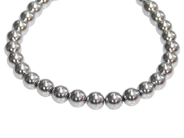 Hilo bola hematite color plata 8mm