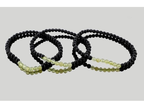 Pulsera 7 bola 4mm jade con obsidiana negra