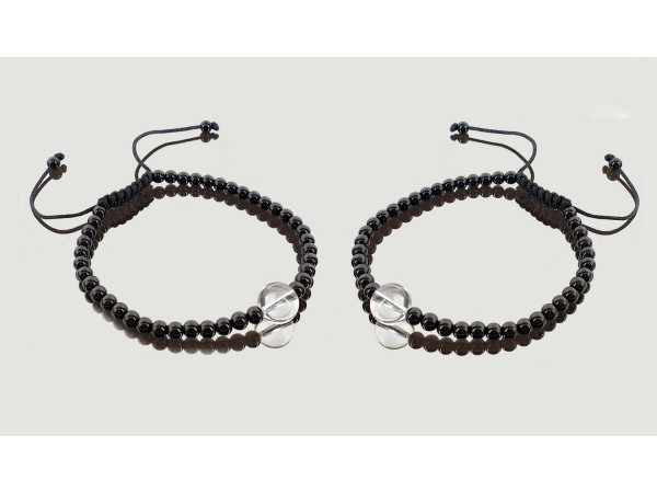 Pulsera tibetana cuarzo con obsidiana negra 10mm