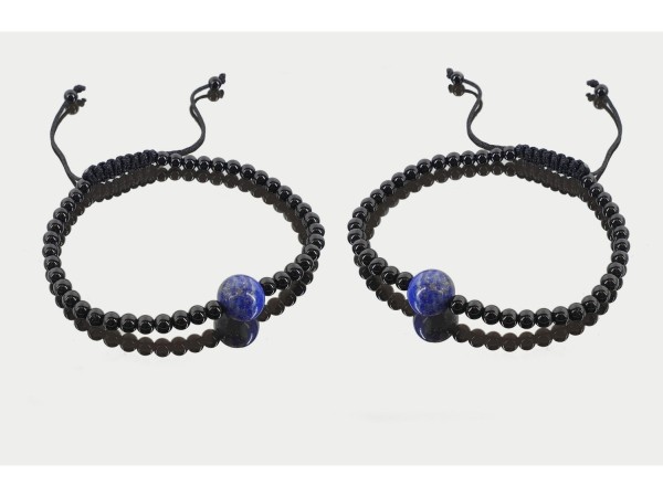 Pulsera tibetana lapislazuli con obsidiana negra 10mm