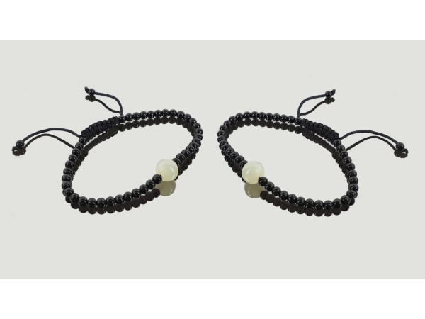 Pulsera tibetana jade con obsidiana negra 4mm