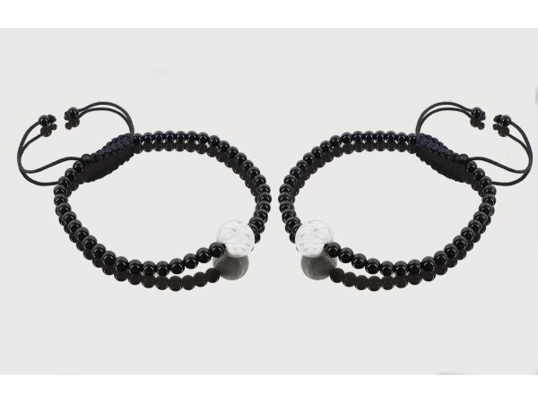 Pulsera tibetana magnesita con obsidiana negra 10mm