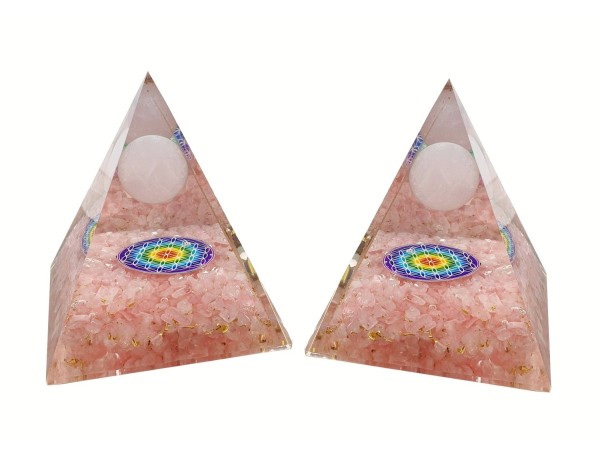 Piramide 7x7 esfera cuarzo rosa