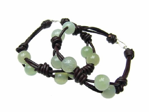 PULSERA MIKAU JADE BOLA 10mm-CUERO -1ud-