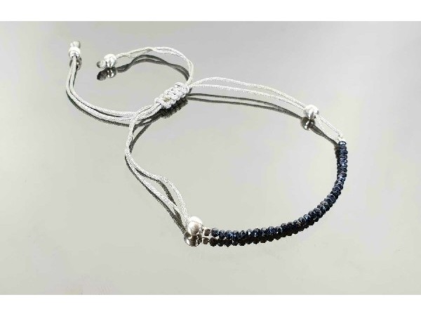 Pulsera facetada macrame 3mm espinela gris