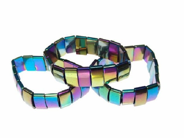 Pulsera hematite tableta arcoiris (10ud)